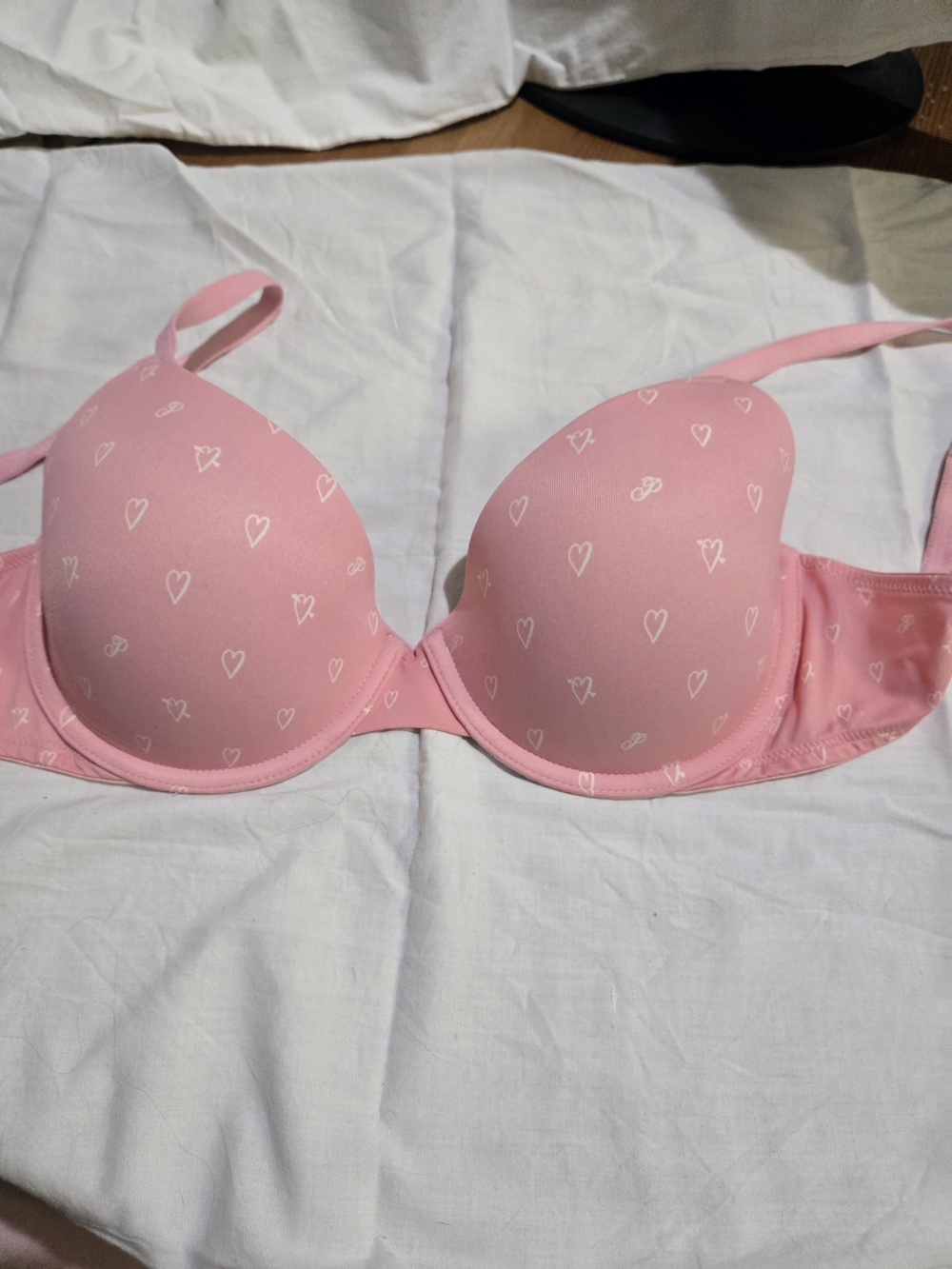PINK Victoria's Secret Light Pink Heart Print T-Shirt Bra